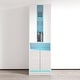 preview thumbnail 2 of 6, Meble Furniture Disparo 01 Tall LED Bookcase with 9 Shelves & 16-Color Lighting, 22W x 15.7D x 70.9H inches, High Gloss & Matte White