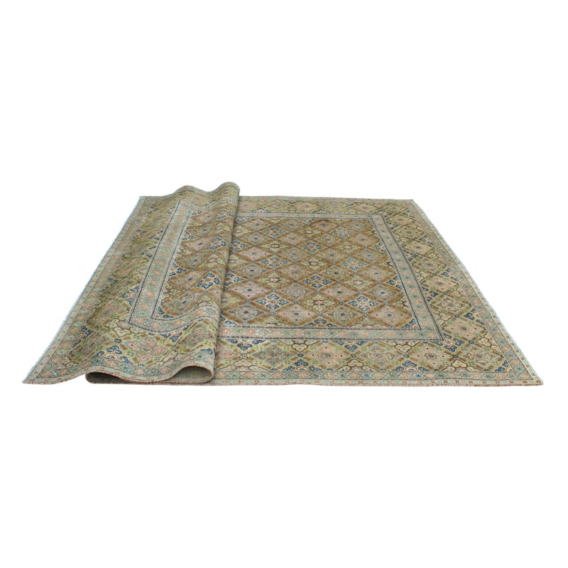 Vintage Distressed Ghotai Brown/Green Rug - 7'5" x 11'3"