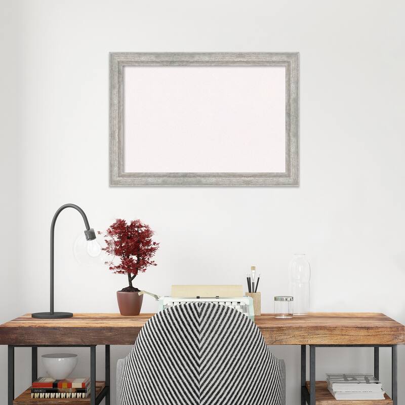 Angled Silver Wood Framed White Corkboard Bulletin Board, Organization Board, Pin Board