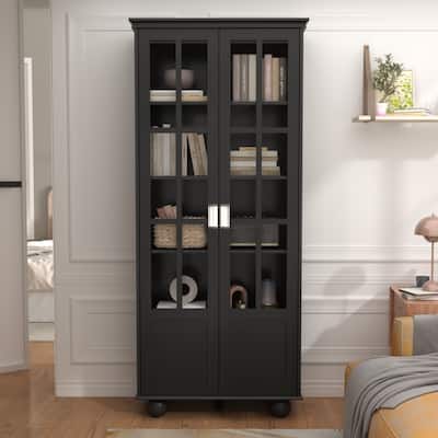 Storage Cabinet Multifunctional Storage Closet with Doors White/Black - 31.5"W x 72.3"H