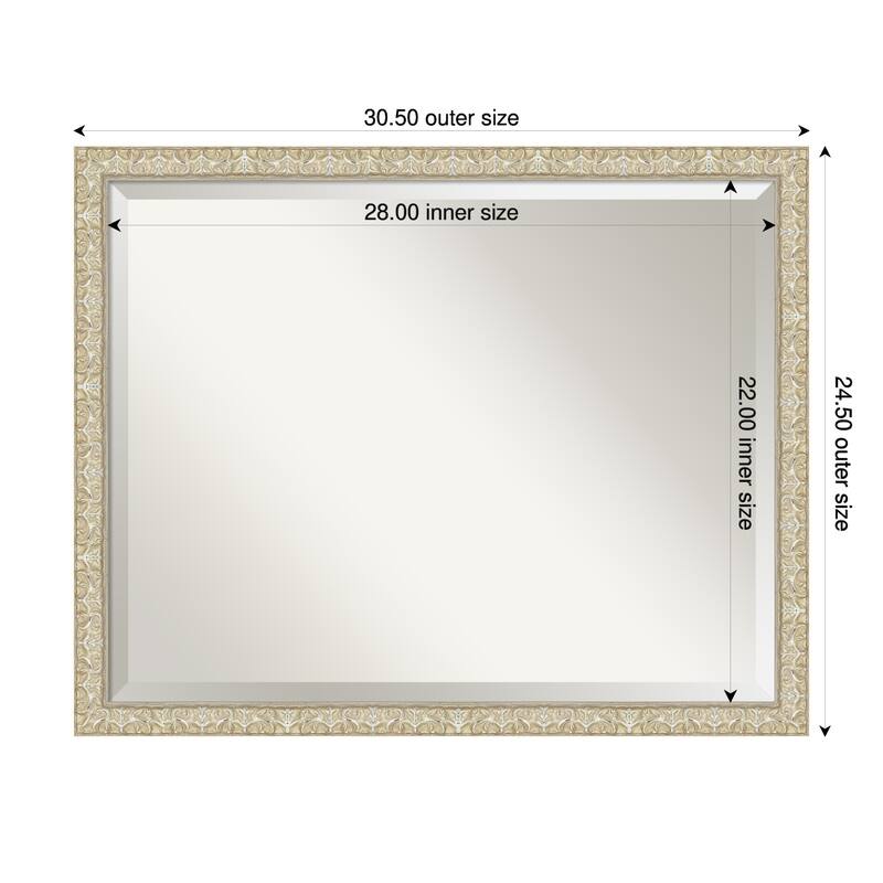 Lila Beveled Wood Framed Bathroom Vanity Wall Mirror - 31 x 25 in - Lila Silver