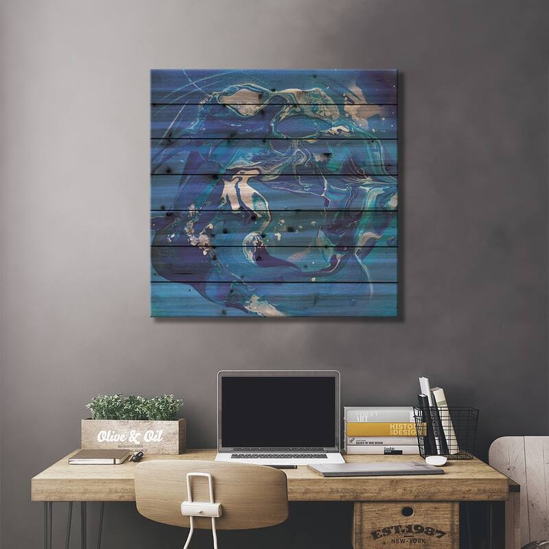 Silver Linings In The Blues III Print On Wood by Michael Carini - Multi-Color