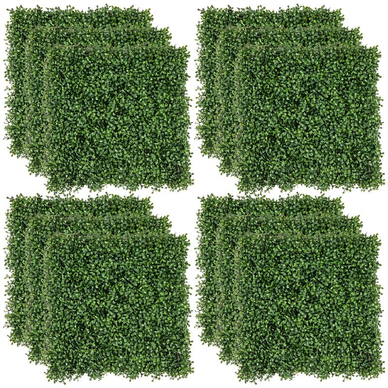 Gymax 12 Pcs Faux Boxwood Panels w/ Insertable Branches Privacy Hedge - Green
