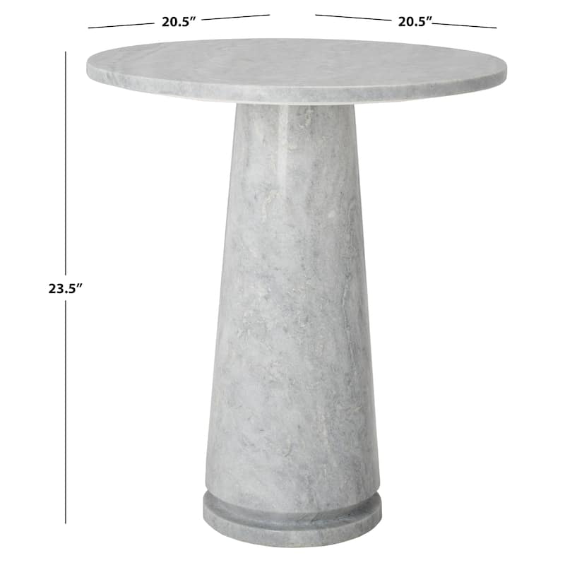 SAFAVIEH Couture Ghicu Tall Round Marble Accent Table - 22 In W x 21 In D x 24 In H - 21"W x 21"D x 24"H