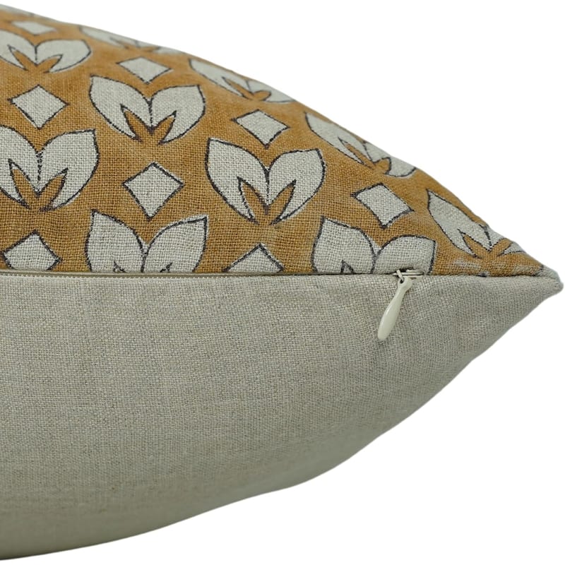 Linen Bohemian Block print pillow Cover Titli Border