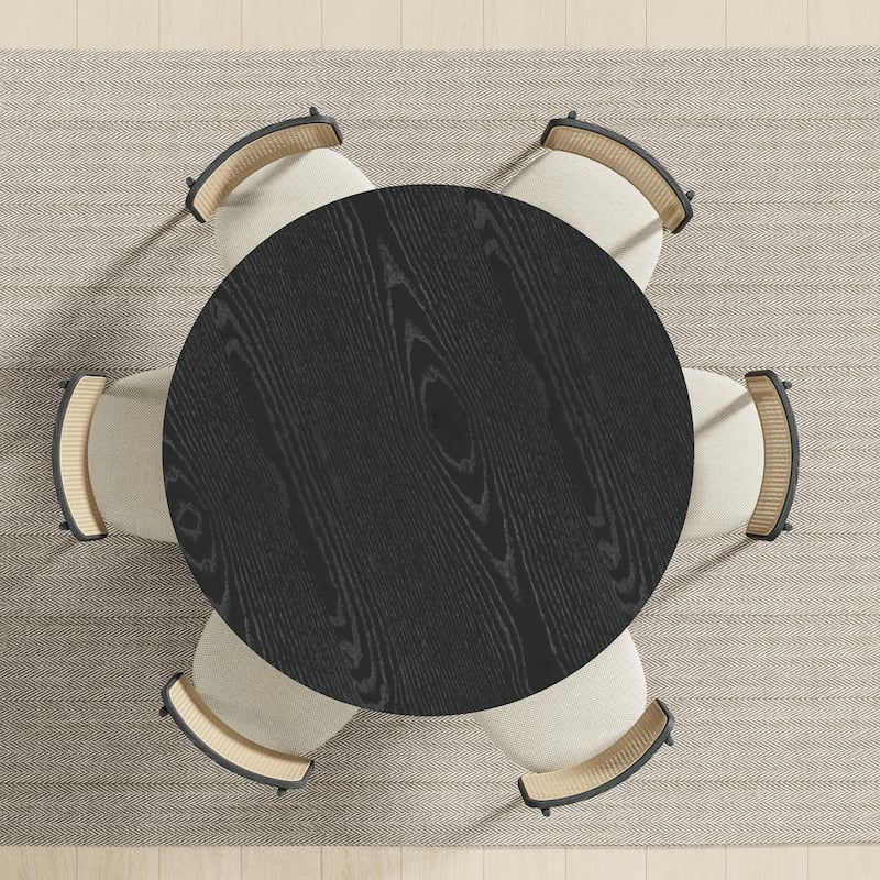 Solid Wood Round Dining Table Kitchen Table for 4-6 with Tabletop and Cylindrical Base for Living/Dining Room Coffee Office