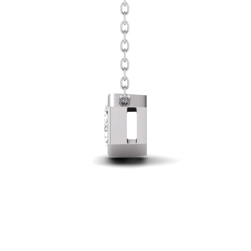 Marquee Lab Grown 1/4 Carat Emerald Cut Bezel Set Diamond Solitaire Pendant in 14K White Gold