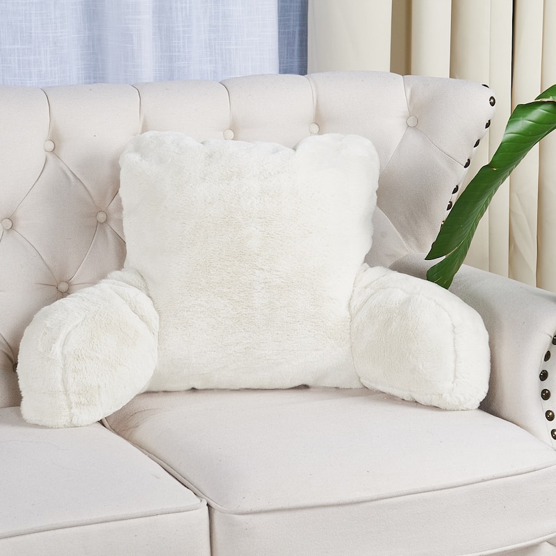 Home Soft Things FoxFauxFur Bedrest - 20" x 18" x17" - Gardenia