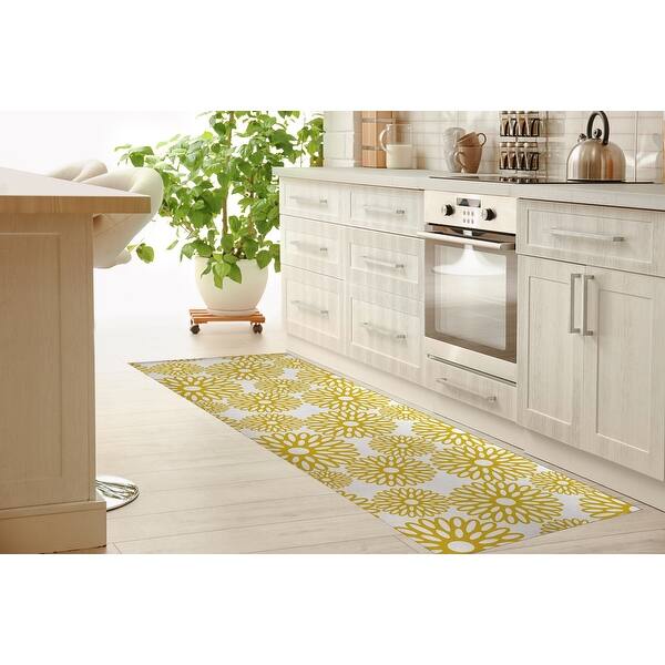 Flower Power Yellow Kitchen Mat By Kavka Designs Overstock 30586176