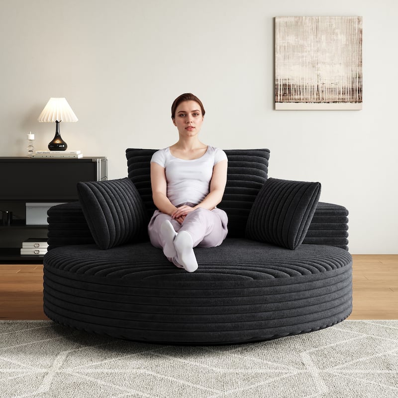 55 Inch Corduroy 360 Degree Swivel Sofa Chair for Living Room
