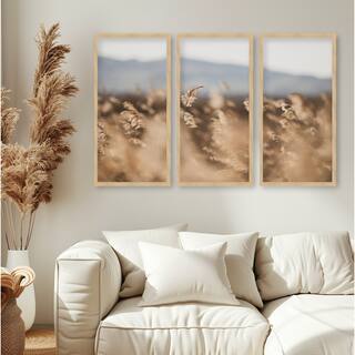 "Marsh Grass No.11" Set of Three Framed Textured Wall Art