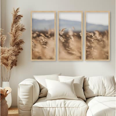 "Marsh Grass No.11" Set of Three Framed Textured Wall Art