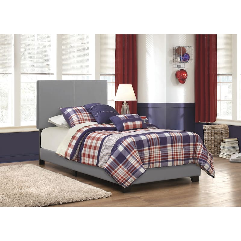 Warwick Upholstered Panel Bed - Grey - Twin