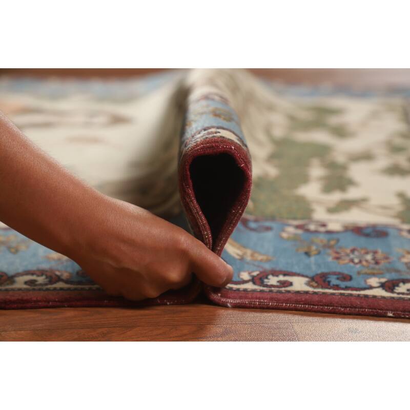 Hand Knotted Oriental 100% Wool Carpet Traditional Pictorial Green Kashan Area Rug - 6' 8'' X 4' 6''