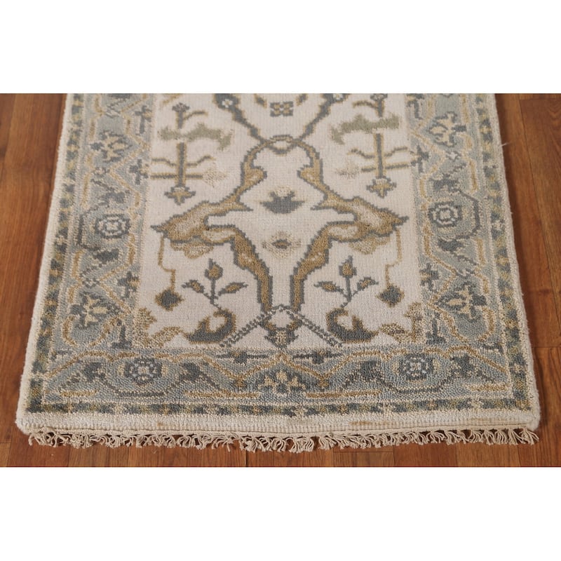 Floral Oushak Oriental Runner Rug Handmade Wool Carpet - 2'5"x 11'6"