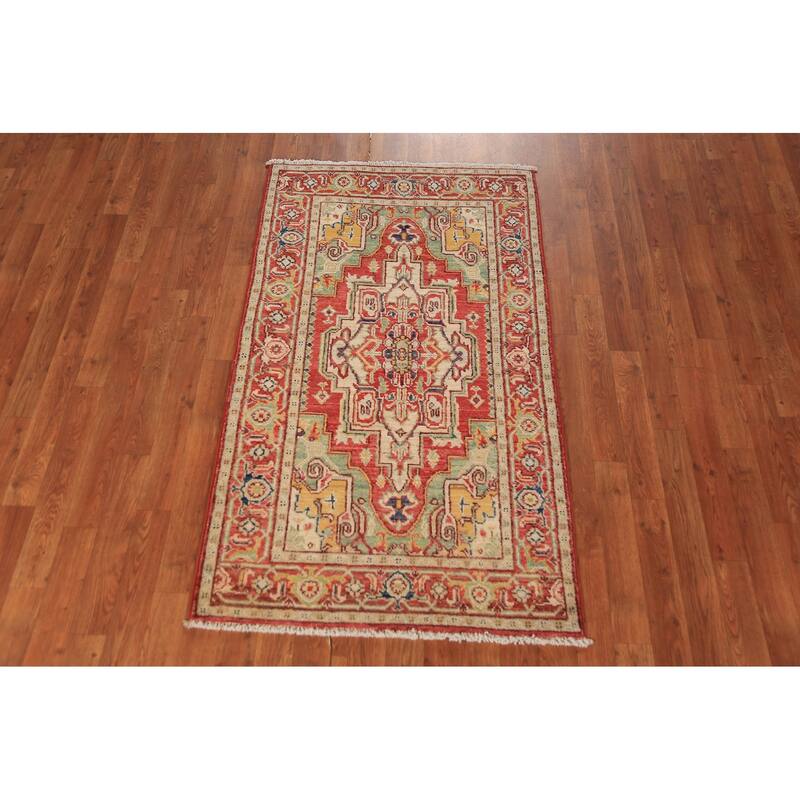 Heriz Serapi Vegetable Dye Rug Handmade Foyer Wool Carpet - 2'11"x 5'0"