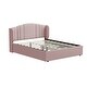 preview thumbnail 5 of 16, Upholstered Platform Bed with Wingback Headboard and 4 Drawers, No Box Spring Needed, Linen Fabric, Queen Size Pink