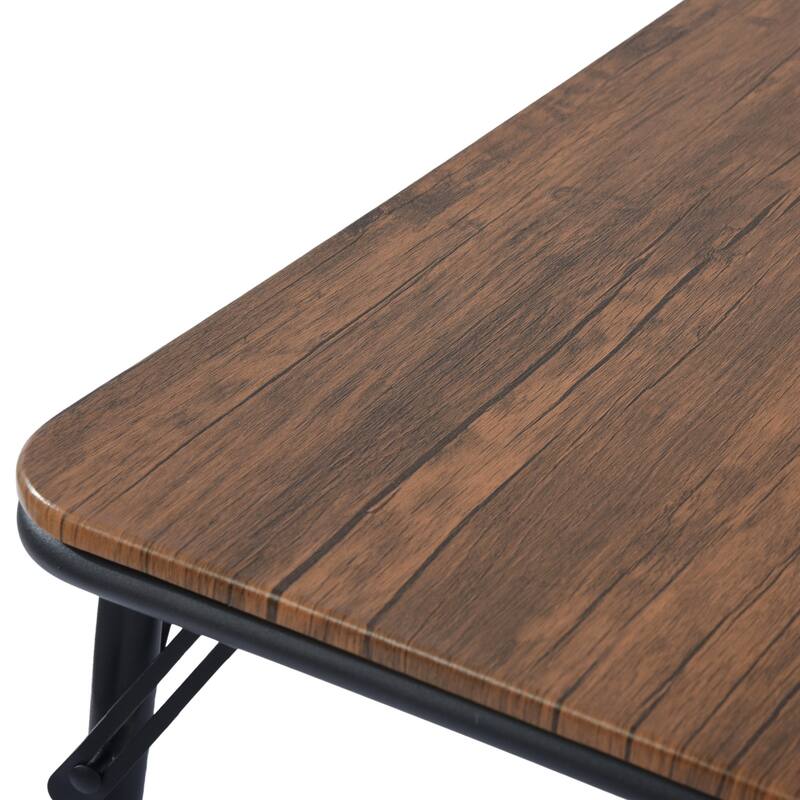 Industrial Style Dining Table - 31.6 x 31.6 x 27.8 Inches, Wooden Top with Black Metal Frame, Ideal for Home and Office Use