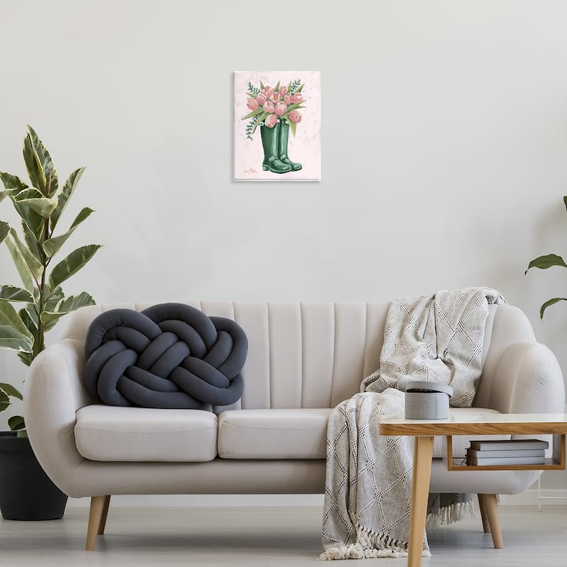 Stupell Pink Tulips in Boots Wall Plaque Art Design By Sara Baker