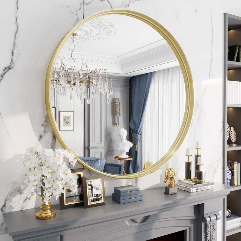 Round Tempered Glass and Metal Framed French Cleat Mounted Wall Bathroom / Vanity Mirror