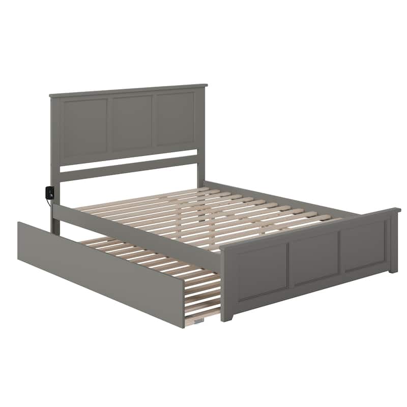 Platform Bed with Footboard & Twin XL Trundle - No Box Spring Needed - Max 8" Mattress