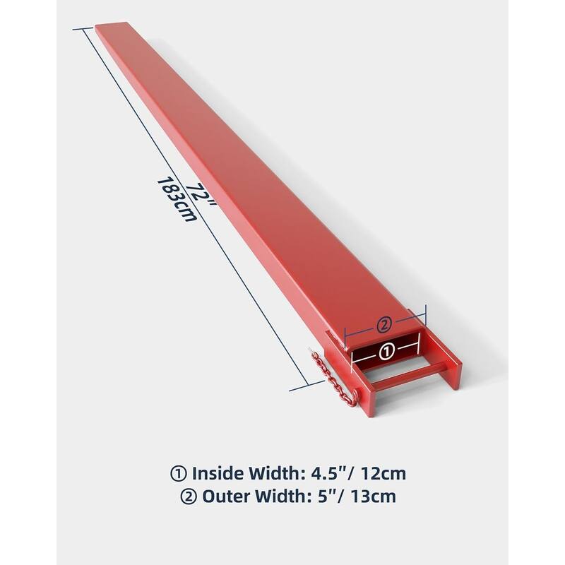 Pallet Fork Extension,1 Pair Forklift Extension,Load Capatity 5500 LBS,4.5 Inch Width with Tire Chain