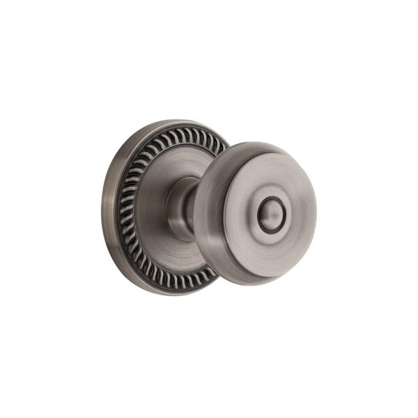 Grandeur NEWBOU_PSG_238 Newport Solid Brass Rose Passage Door Knob Set with Bouton Knob and 2-3/8" Backset