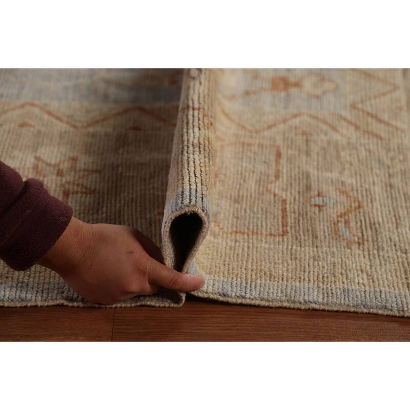 Vegetable Dye Oushak Turkish Large Rug Hand-Knotted Floral Wool Carpet - 9'11"x 14'0"
