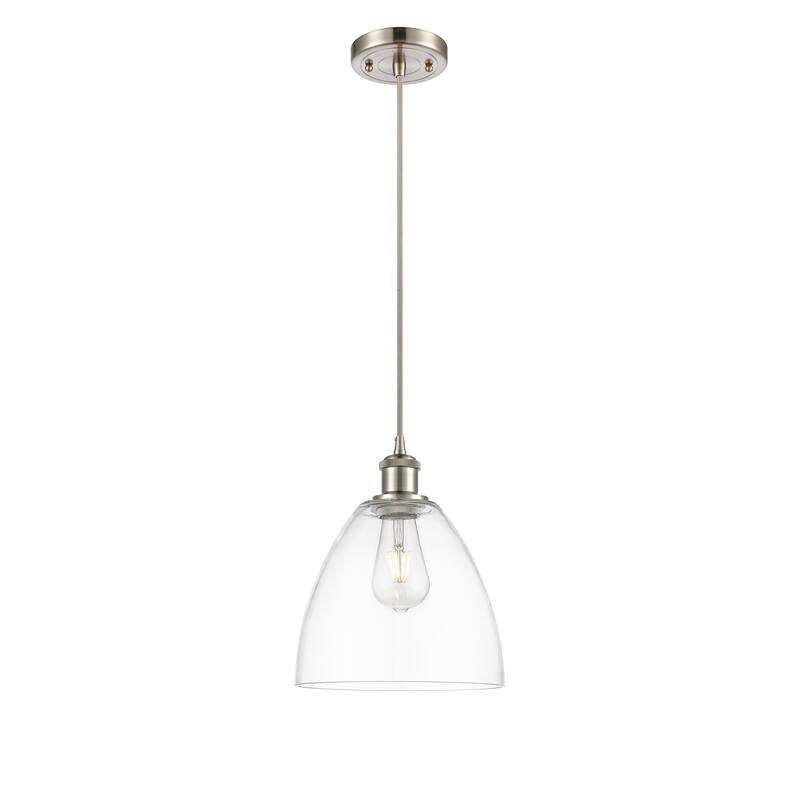 Innovations Lighting Ballston Bristol Glass 1 Light 9" Cord Hung Mini Pendant - Clear/Brushed Satin Nickel