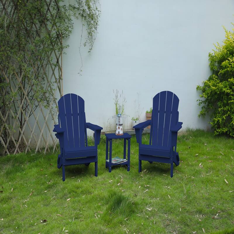 Adirondack Chair with Side Table,Blue(includes 2 Chairs and 1 Table)