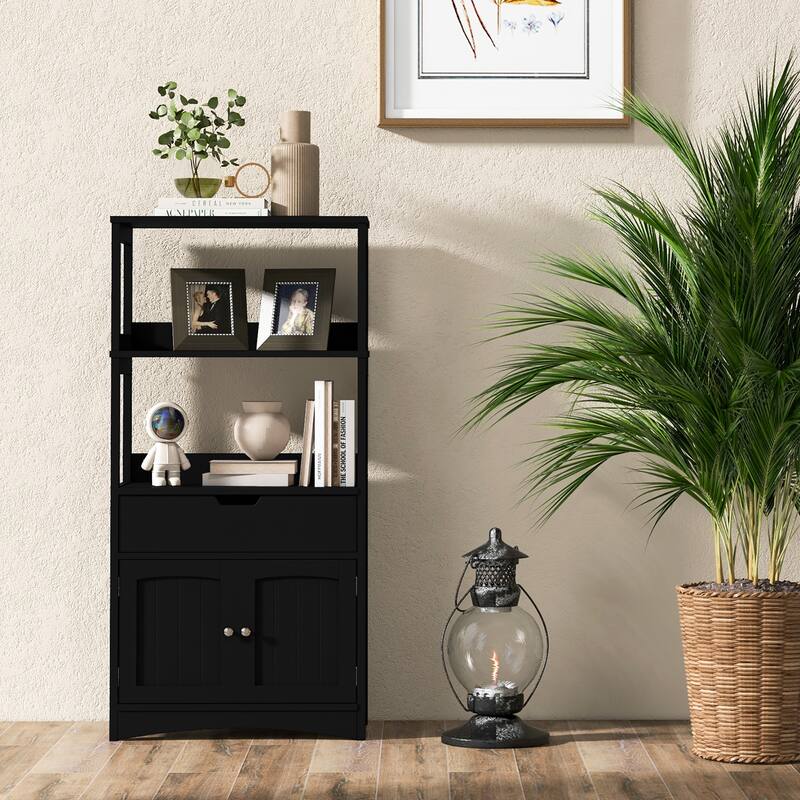 Gymax Bathroom Storage Cabinet w/Drawer Shelf Cupboard Floor Cabinet - See Details