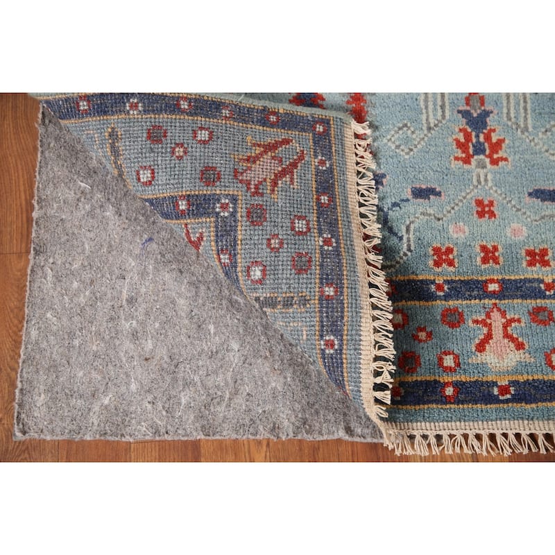 Light Blue Oushak Accent Rug Hand-Knotted Wool Carpet - 4'0"x 5'11"
