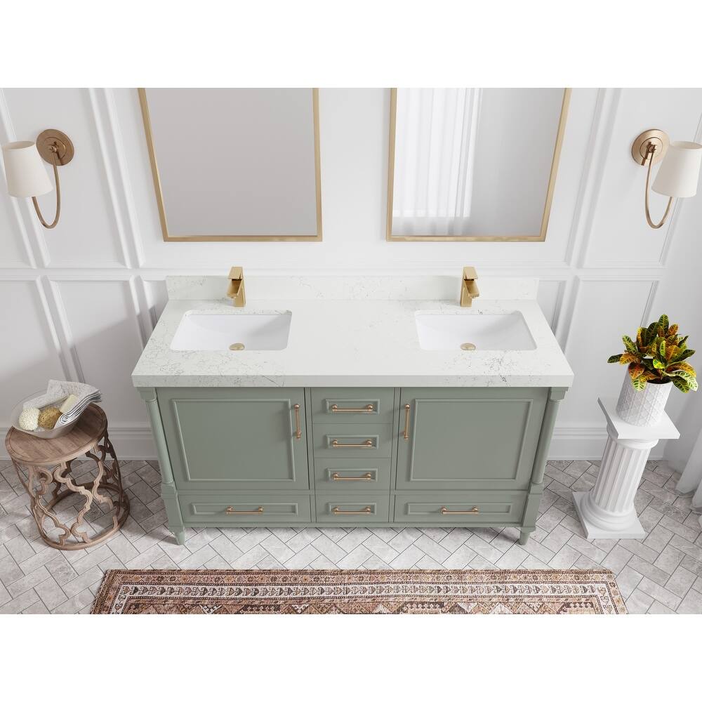 Willow Collections 60 in. W x 22 in. D Aberdeen Double Sink Bathroom Vanity with Countertop