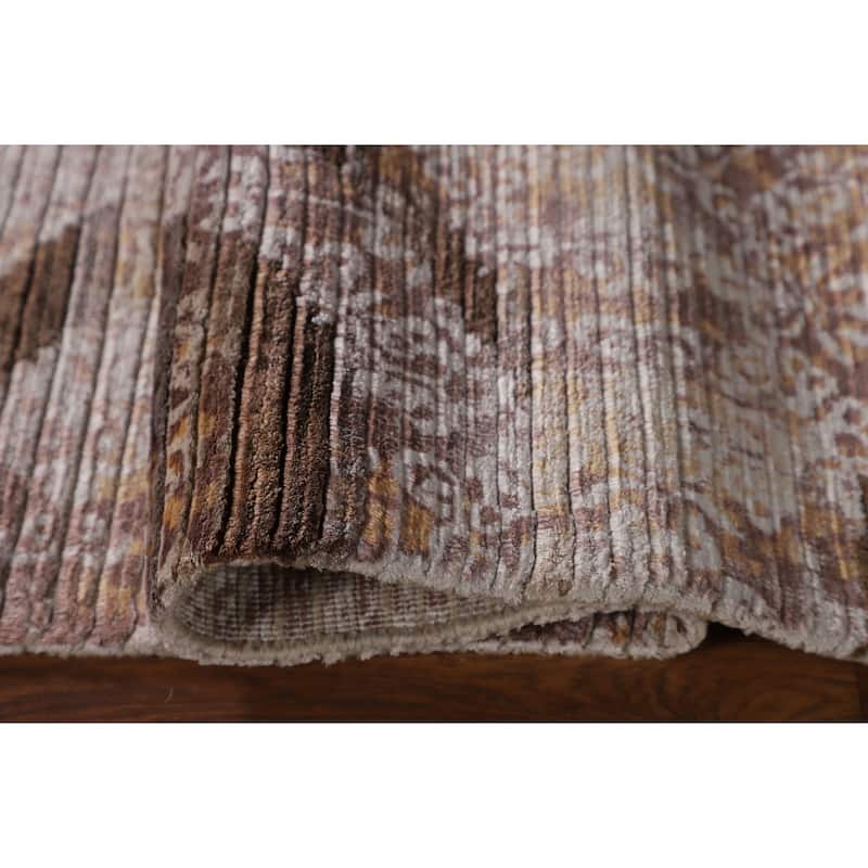 Abstract Indian Area Rug Handmade Wool Carpet - 6'3"x 8'8"