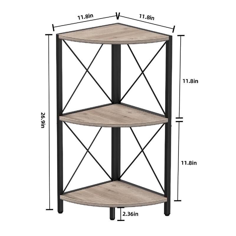 Corner Shelf with Metal Frame - 11.8"D x 11.8"W x 26.9"H