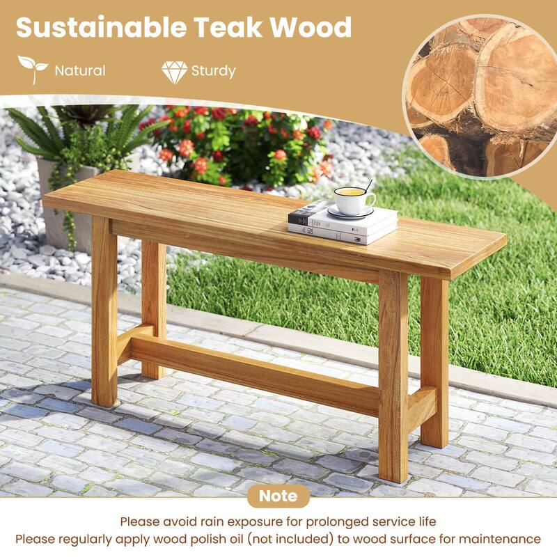 Costway 1/2 PCS Outdoor Teak Wood Bench 2-Person Loveseat Seating for - See Details