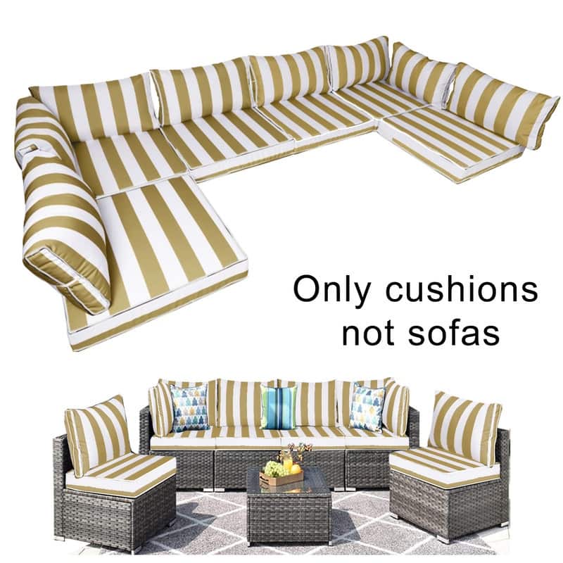 14pcs Outdoor Couch Cushions,4" Waterproof Sectional Rattan Conversation Set Cushions(Only Cushions+Covers,No Sofa) - 14PCS