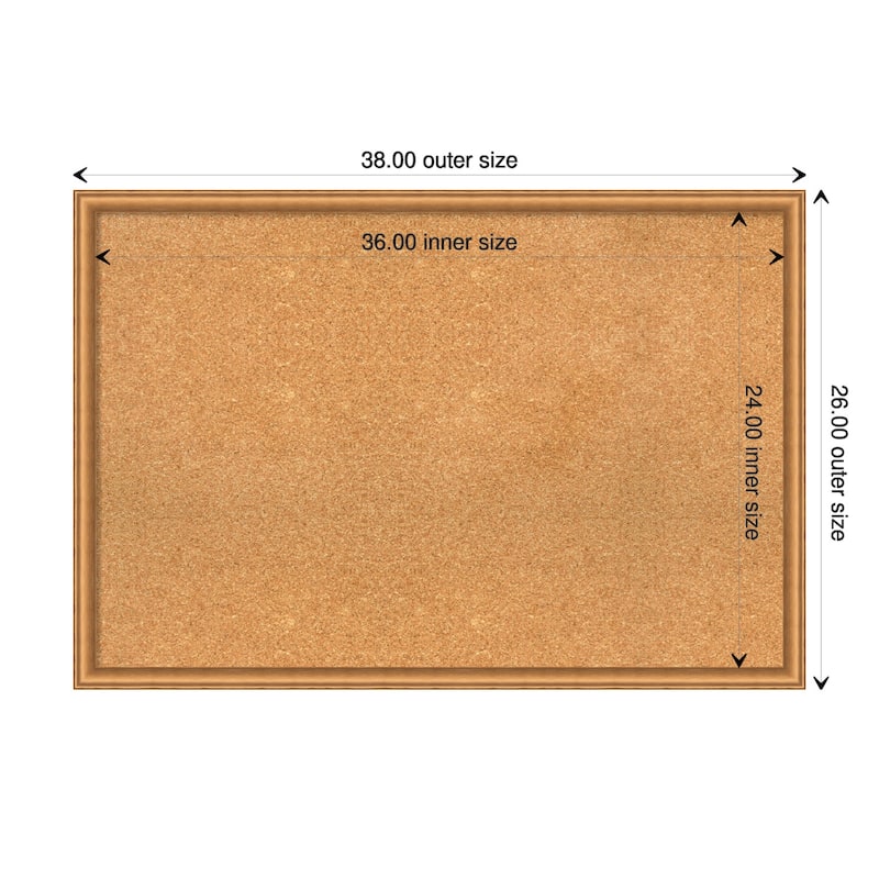 Salon Scoop Wood Framed Natural Corkboard Bulletin Board - Salon Scoop Copper - Board Size 36x24