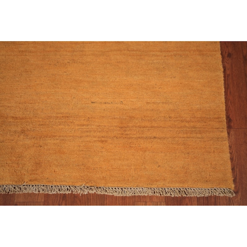 Orange Modern Gabbeh Oriental Area Rug Solid Handmade Wool Carpet - 5'4" x 7'9"