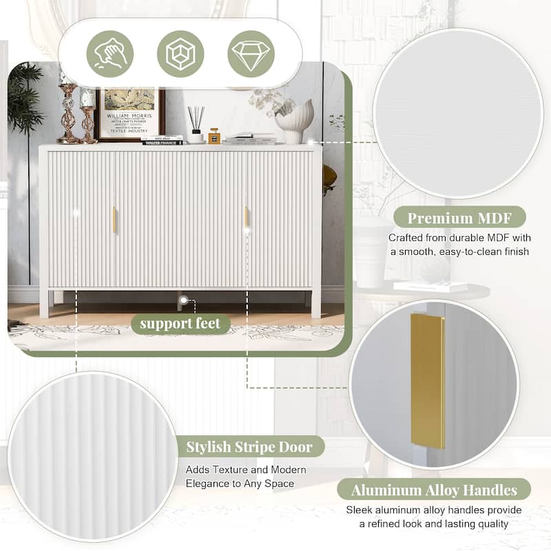 Modern 57.5" Stripe Door Storage Cabinet