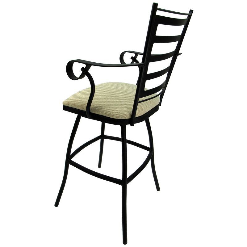 Outdoor Bar Height 30" Swivel Bar Stool Jenna - Black Frame - 30 inch Seat