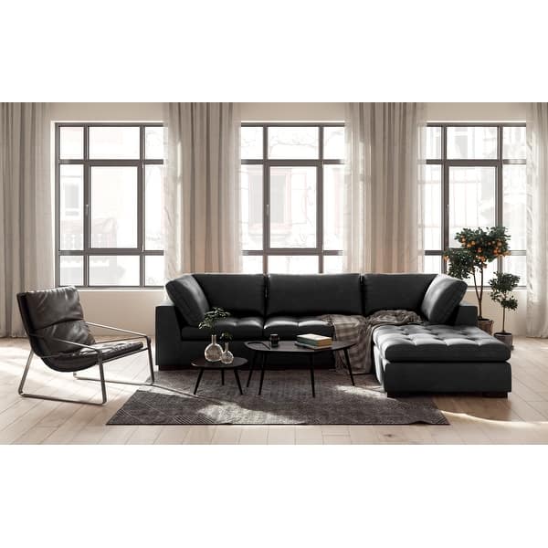 slide 1 of 9, Uptown Top Grain Leather Sectional with Ottoman