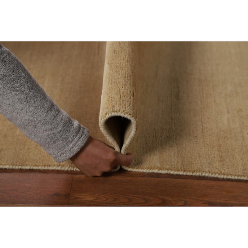 Modern Gabbeh Runner Rug Hand-Knotted Beige Wool Carpet - 2'9"x 9'6"