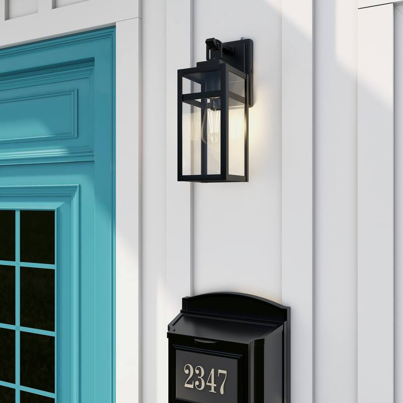Matte Black Dusk to Dawn Outdoor Wall Light with Clear Glass Shade