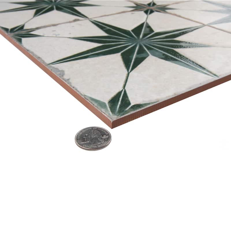 Merola Tile Kings Star Luxe Sage 17-5/8" x 17-5/8" Ceramic Floor and Wall Tile