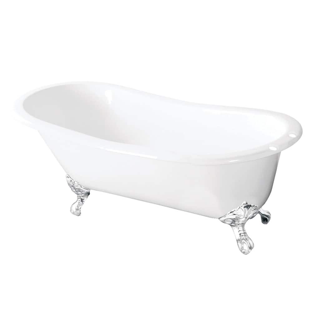 Kingston Brass Tazatina 57" Clawfoot Cast Iron Soaking Tub with