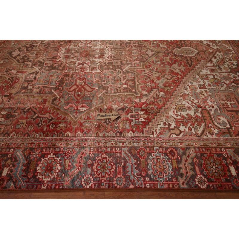 Heriz Persian Antique Area Rug Handmade Orange Wool Carpet - 8'7"x 10'11"