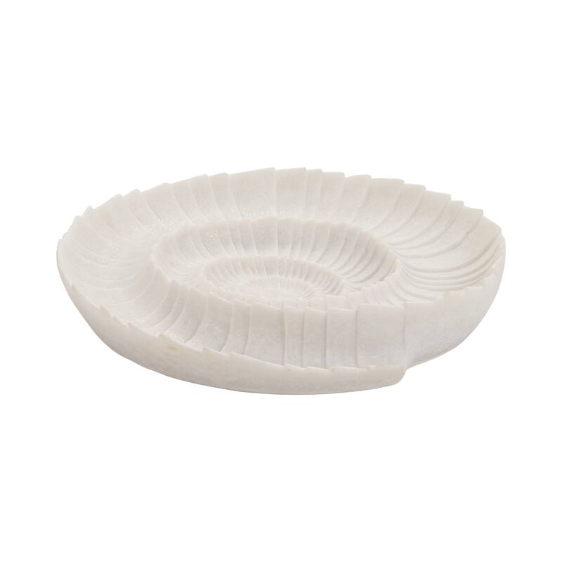 Resin Seashell Texture Decorative Bowl - White, 17 in. - 16" x 16" x 3"