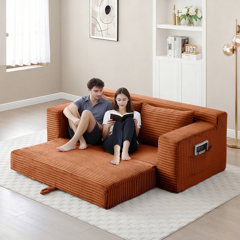 Memory Foam Cloud Loveseat Sofa Bed - 2-in-1 Compressed Foldable Sleeper with Storage, No Assembly Needed
