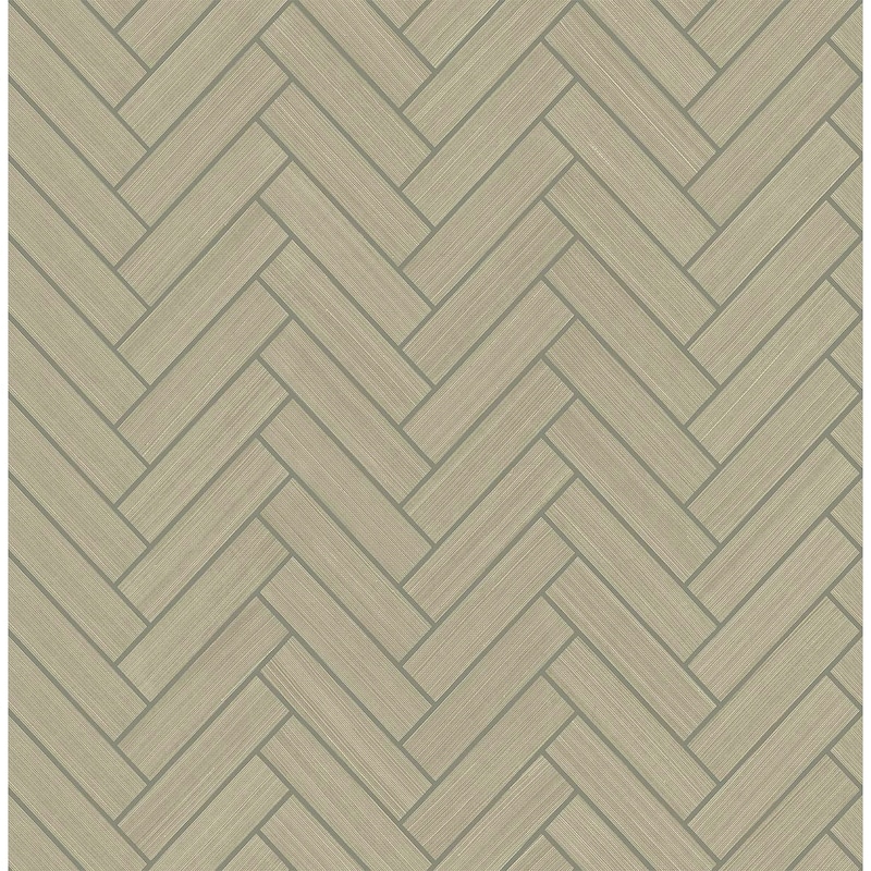 Stacy Garcia Home Herringbone Inlay Peel and Stick Wallpaper - 20.5 in. W x 18 ft. L - Khaki & Metallic Silver